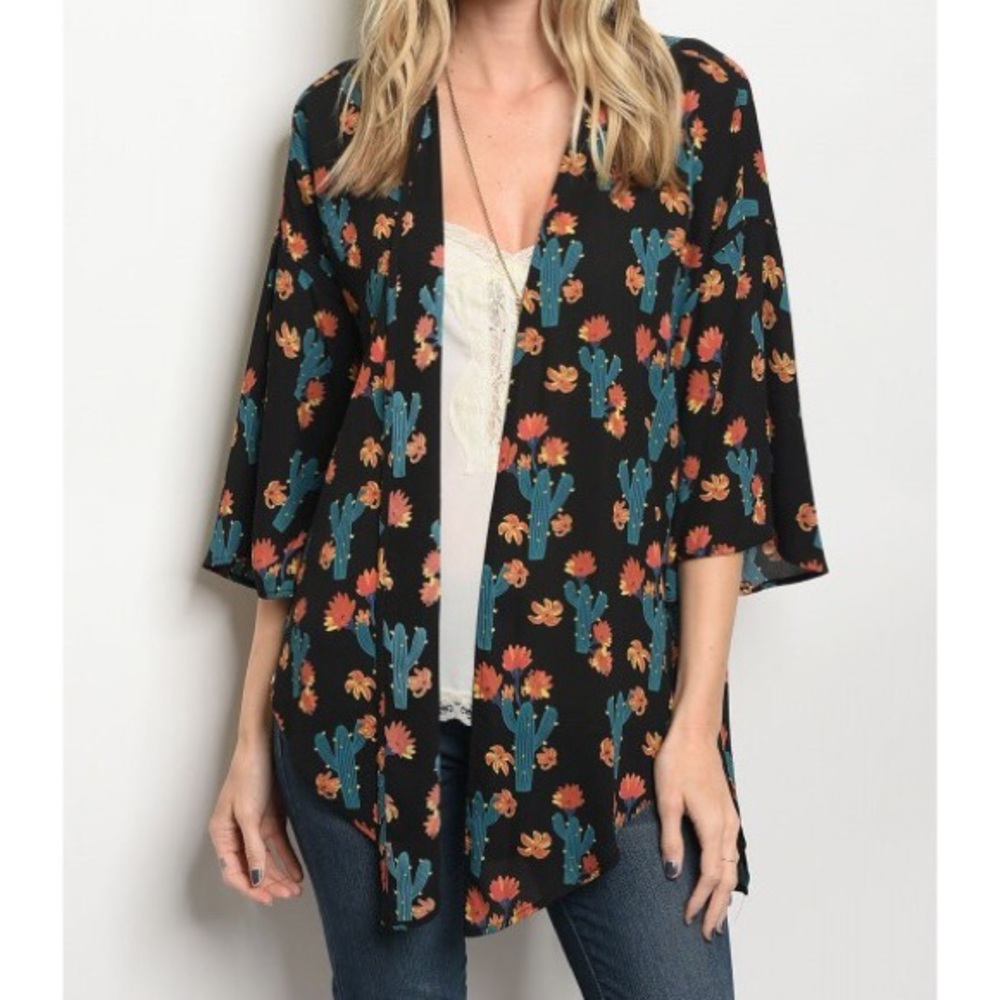 1 DAY CLEARANCE✨ New black Festival cactus kimono
